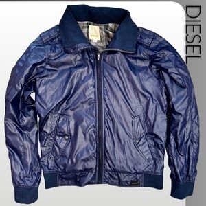 DIESEL Men's Lightweight Moto Jacket in Blue - XL